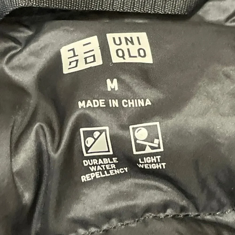 Uniqlo Black Long Sleeves Quilted Ultra Light Down Puffer Coat Jacket Size M